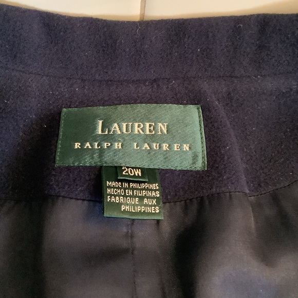 Ralph Lauren Navy Blue Wool & Cashmere Coat Size 20W - Picture 6 of 7
